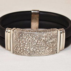 COPY - Stunning Modern Designer Bracelet - Sterling Silver, & Rubber